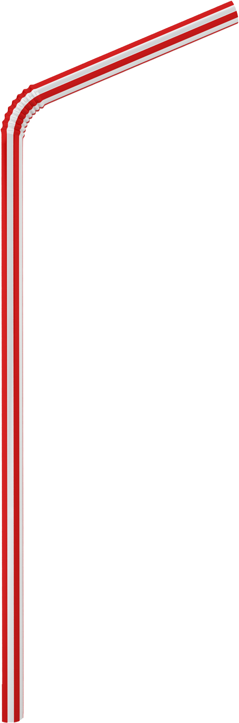 Silhouetted single plastic white straw with red stripes